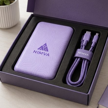 Power Bank + Cable Gift Set with custom branding